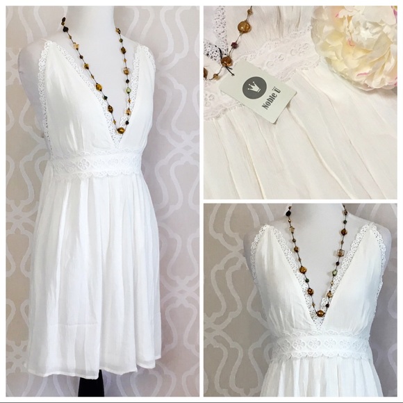 **TAKING DOWN** White Ivory Halter Mini Dress - Picture 7 of 8